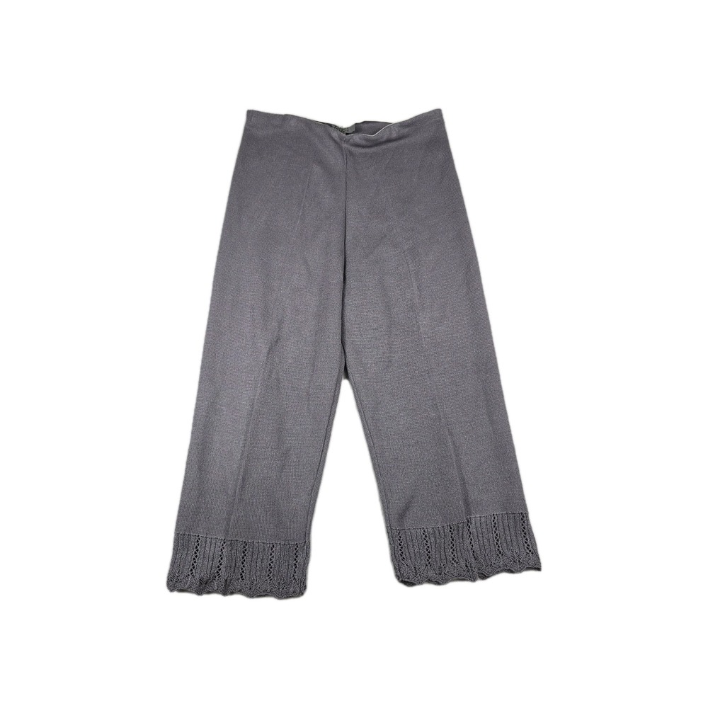Roni Bis‎ Women's Size Large Gray Lace Frill Bottom Capri Pants
